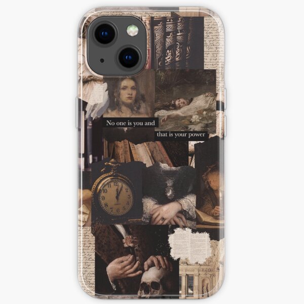 Dark Academia Brown Aesthetic Collage iPhone Soft Case