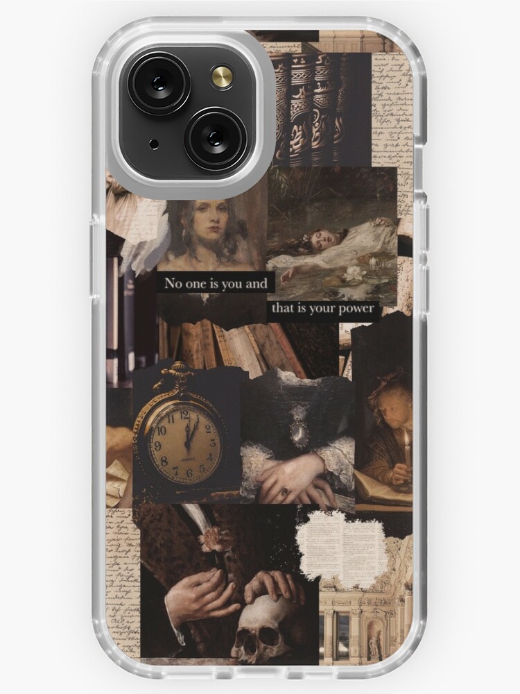 Dark Academia Brown Aesthetic Collage iPhone Case