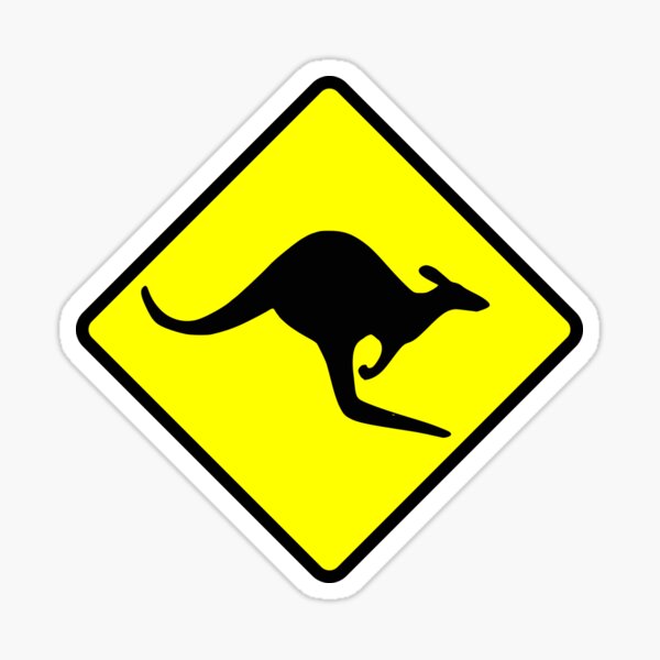 Australian Kangaroo Crossing Road Sign Sticker Aussie Roo T-Shirt Sticker