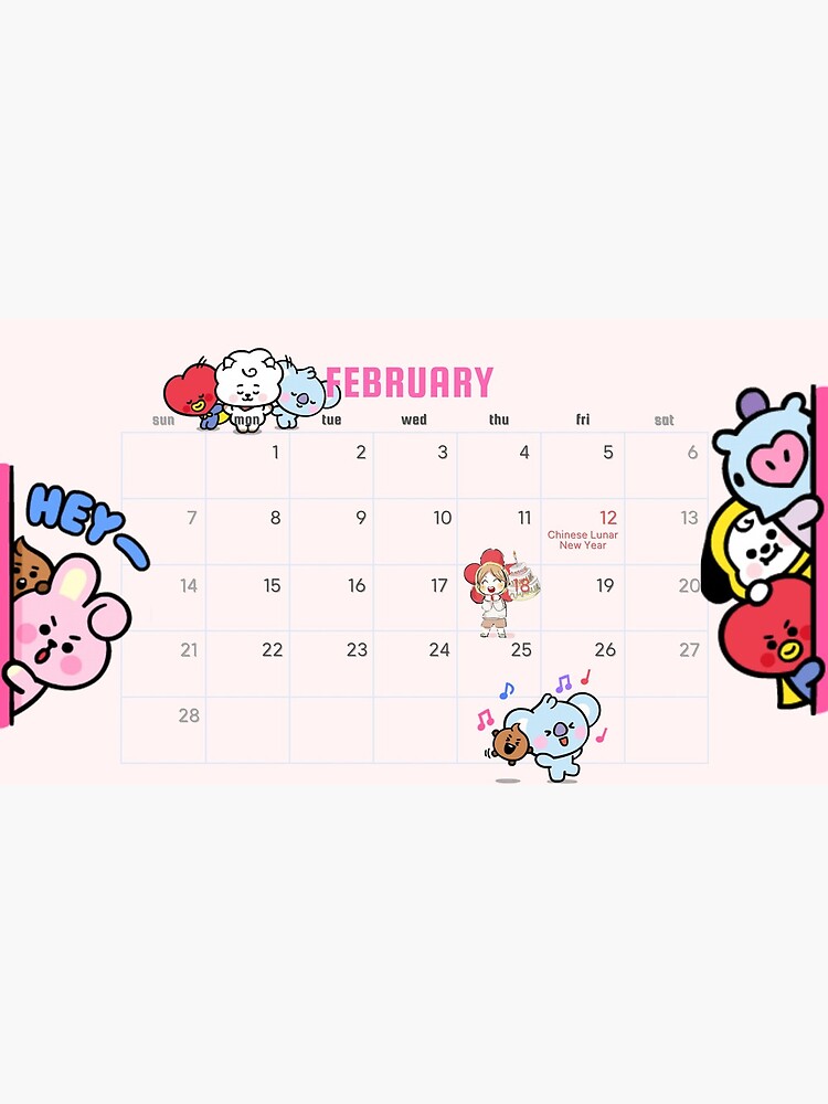 Bt21 21 Calendar February Postcard By Jmnshy07 Redbubble