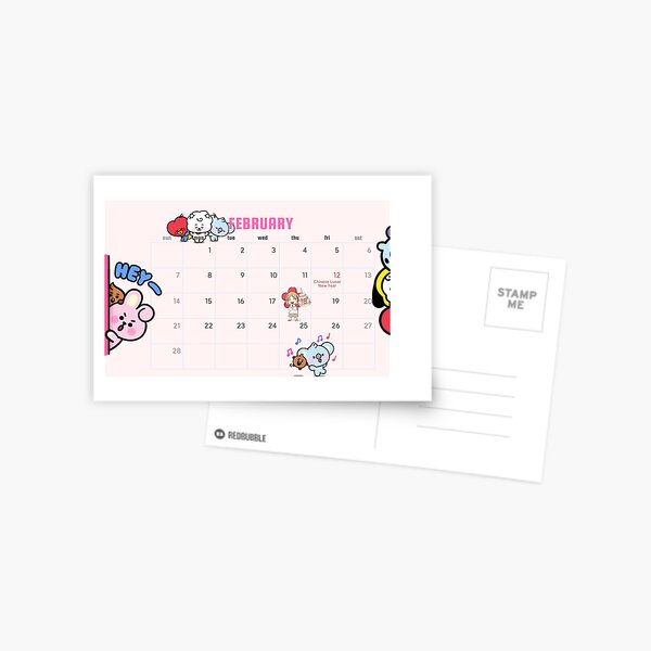 Bt21 21 Calendar February Postcard By Jmnshy07 Redbubble