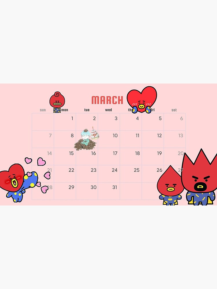 Bt21 21 Calendar March Postcard By Jmnshy07 Redbubble