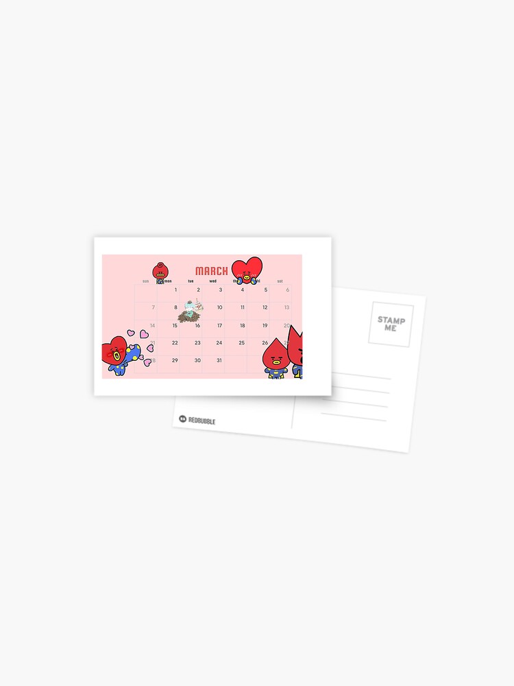 Bt21 21 Calendar March Postcard By Jmnshy07 Redbubble