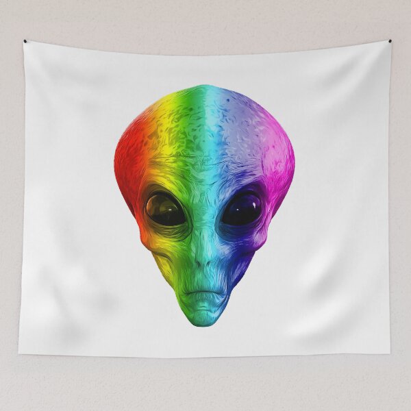 Item preview, Rainbow Wave Alien Ufo Face designed and sold by PeterADesign.