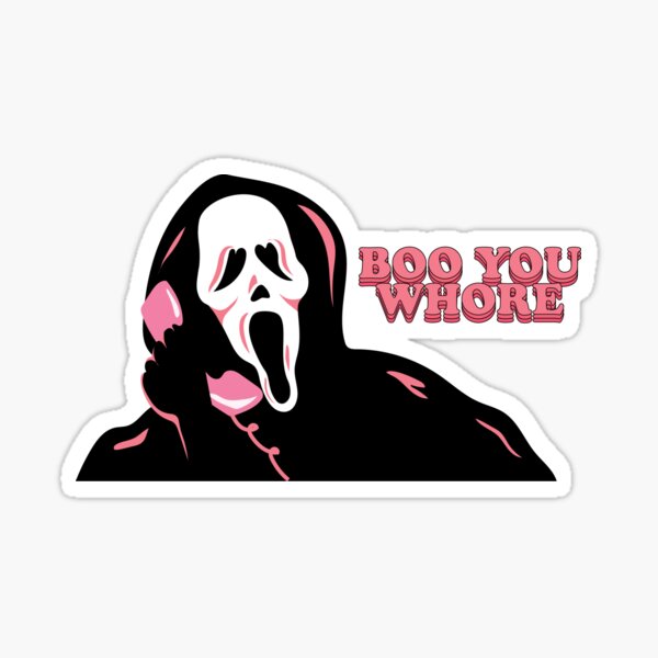 "BOO YOU WHORE" Geistergesicht Sticker