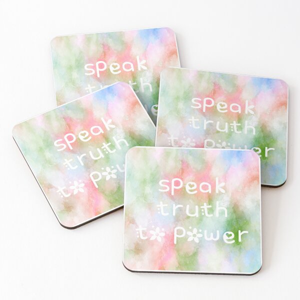 Item preview, Speak Truth To Power Rainbow Watercolor Square Hippie Text 2 designed and sold by everything4eva.