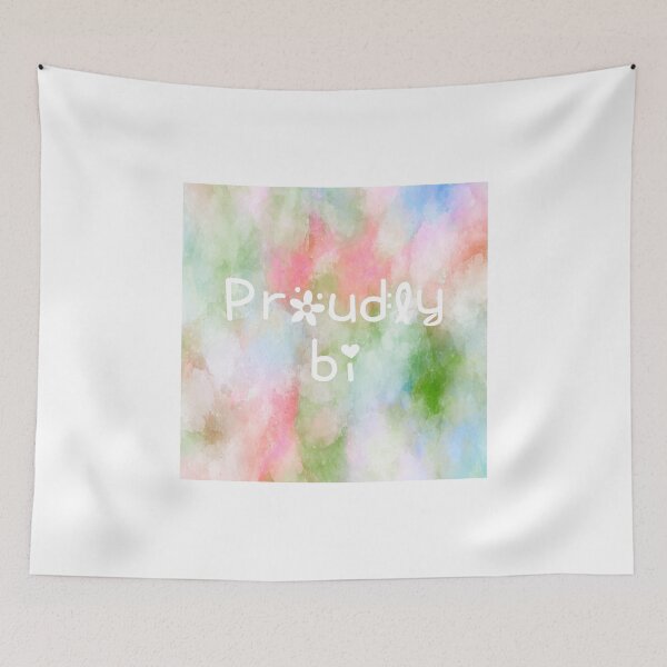 Item preview, Proudly Bisexual Rainbow Watercolor Square Hippie Text 2 designed and sold by everything4eva.