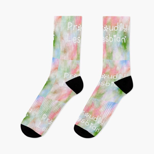 Item preview, Proudly Lesbian Rainbow Watercolor Square Hippie Text 2 designed and sold by everything4eva.