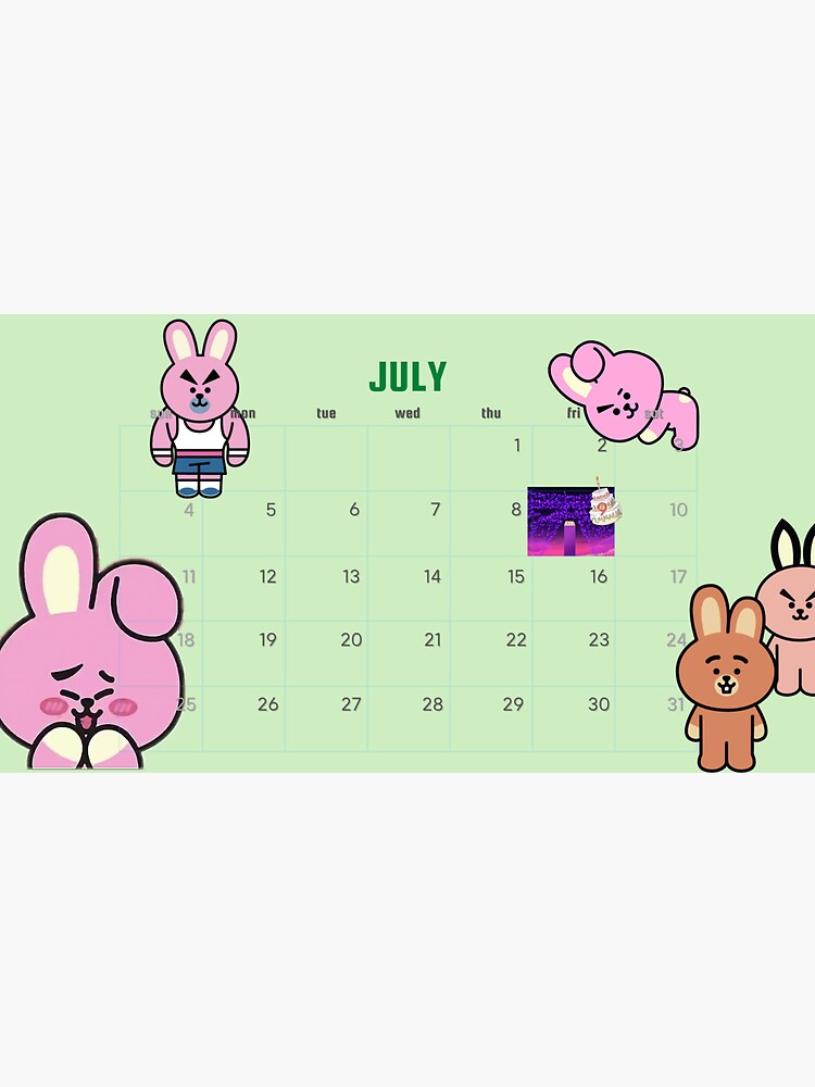 "BT21 2021 Calendar-(July)" Sticker for Sale by jmnshy07 | Redbubble