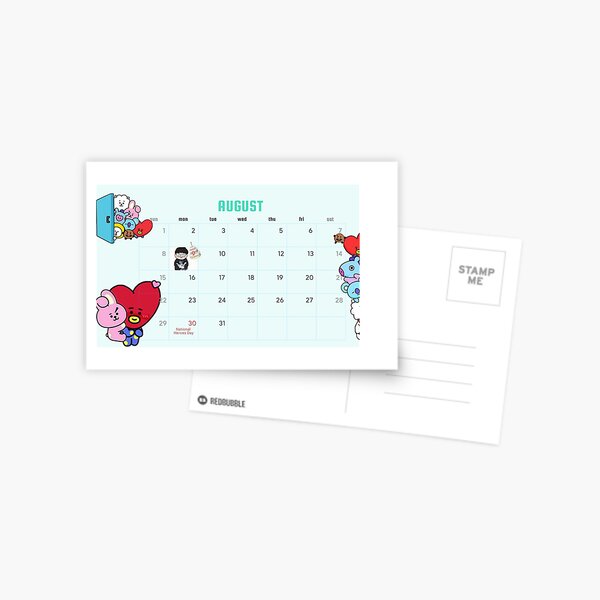 Bt21 21 Calendar March Postcard By Jmnshy07 Redbubble