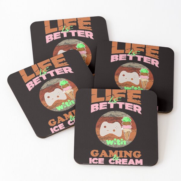 Item preview, Life Is Better With Gaming and Ice Cream - Funny Retro Distressed Game Controller and Ice Cream Text Humor Gift designed and sold by leo121687.