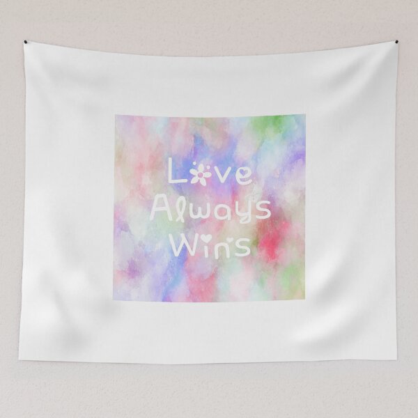 Item preview, Love Always Wins Rainbow Watercolor Square Hippie Text 3 designed and sold by everything4eva.