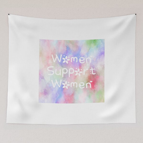 Item preview, Women Support Women Rainbow Watercolor Square Hippie Text 3 designed and sold by everything4eva.
