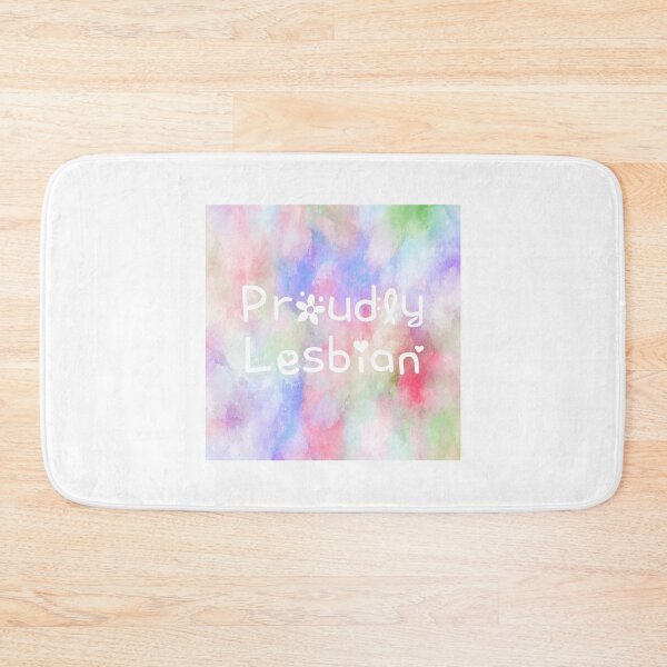 Item preview, Proudly Lesbian Rainbow Watercolor Square Hippie Text 3 designed and sold by everything4eva.