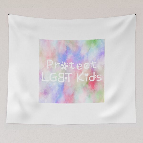Item preview, Protect LGBT Kids Rainbow Watercolor Square Hippie Text 3 designed and sold by everything4eva.