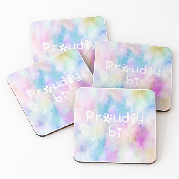 Item preview, Proudly Bisexual Rainbow Watercolor Square Hippie Text 4 designed and sold by everything4eva.