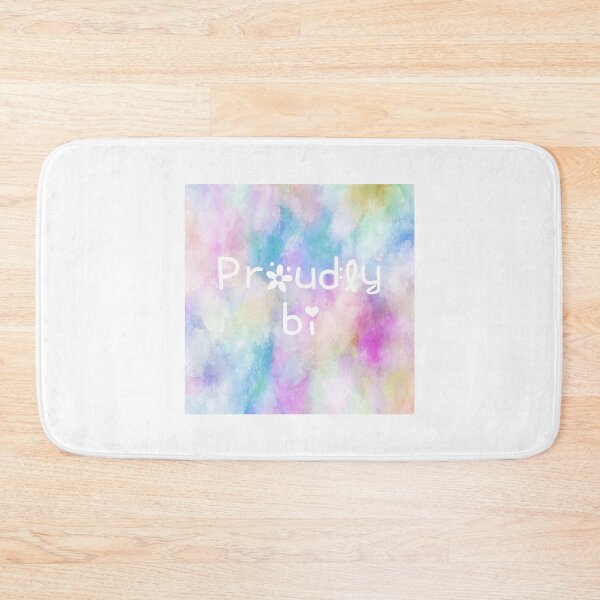 Item preview, Proudly Bisexual Rainbow Watercolor Square Hippie Text 4 designed and sold by everything4eva.