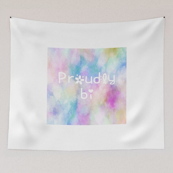 Item preview, Proudly Bisexual Rainbow Watercolor Square Hippie Text 4 designed and sold by everything4eva.