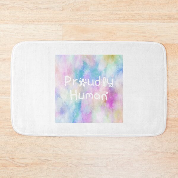 Item preview, Proudly Human Rainbow Watercolor Square Hippie Text 4 designed and sold by everything4eva.