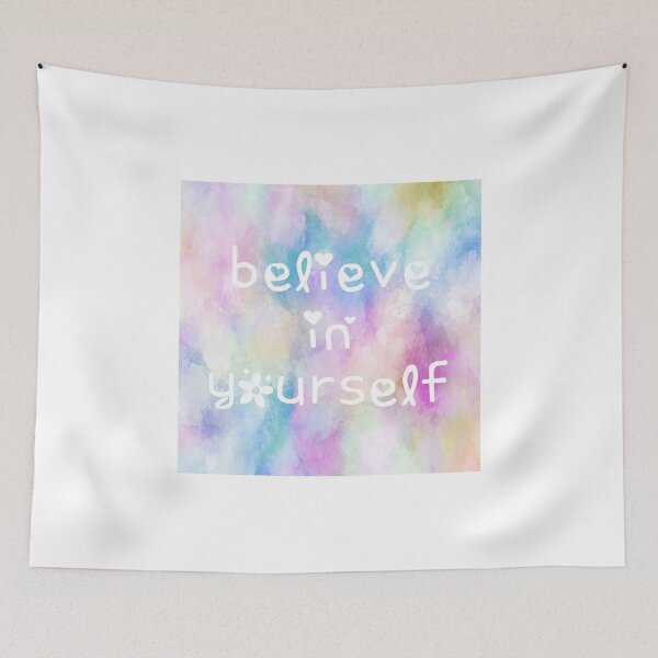 Item preview, Believe in Yourself Rainbow Watercolor Square Hippie Text 4 designed and sold by everything4eva.