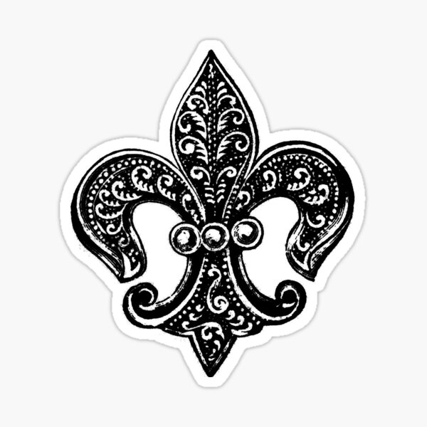 Fleur De Lis Decal Vinyl Sticker|Cars Trucks Vans Walls Laptop| White |5.5  x 5.5 in|LLI118