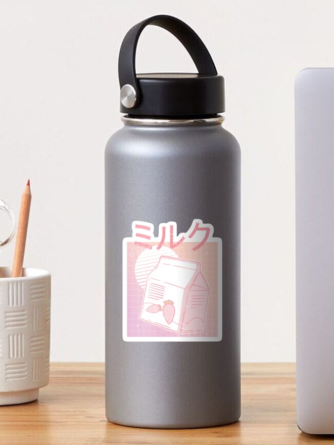 Vaporwave Retro Cute Kawai Strawberry Milk Box With Japanese Kanji Desing Sticker By Avocadomomoo Redbubble