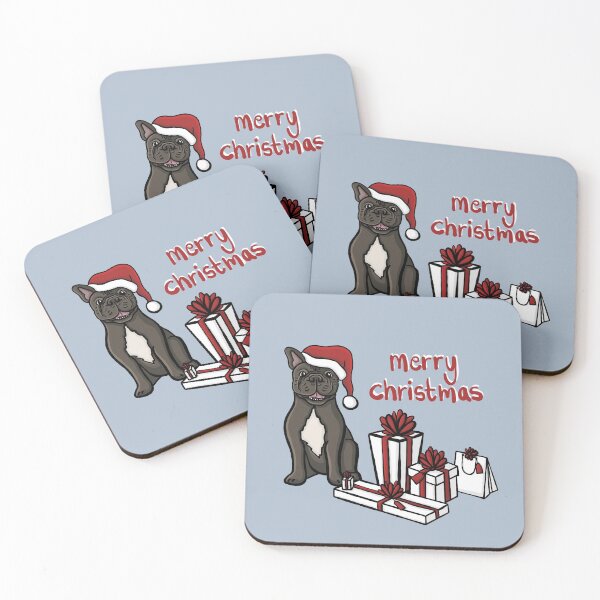 Item preview, Merry Christmas French Bulldog Santa Hat And Gifts Digital Illustration designed and sold by AlmightyClaire.