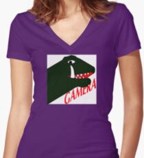 Gamera - White Women's Fitted V-Neck T-Shirt