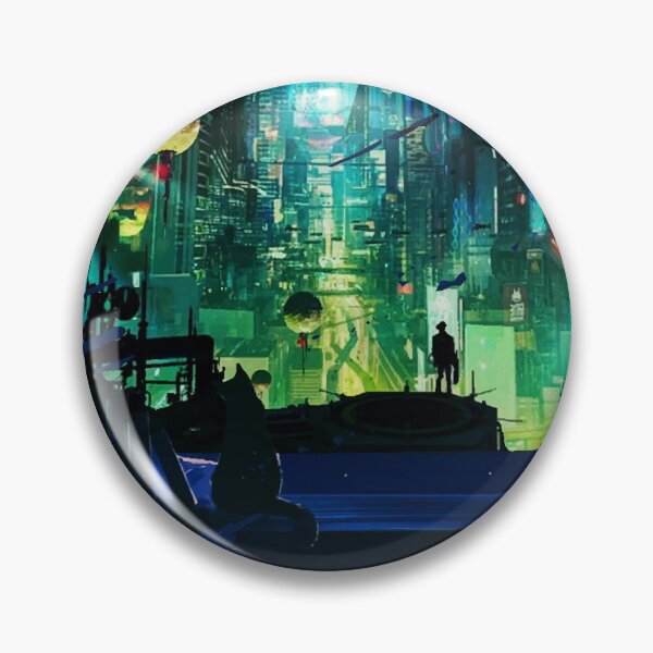 Item preview, Cyber Night City illustration - cat by the window designed and sold by MK3DESIGN.