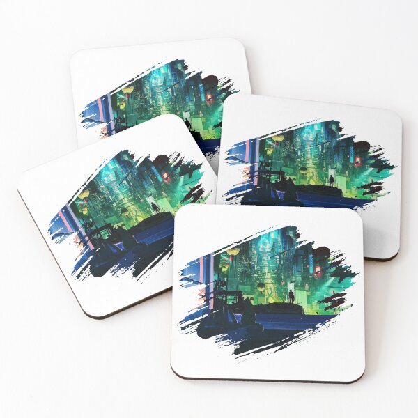 Item preview, Cyber Night City illustration - cat by the window designed and sold by MK3DESIGN.