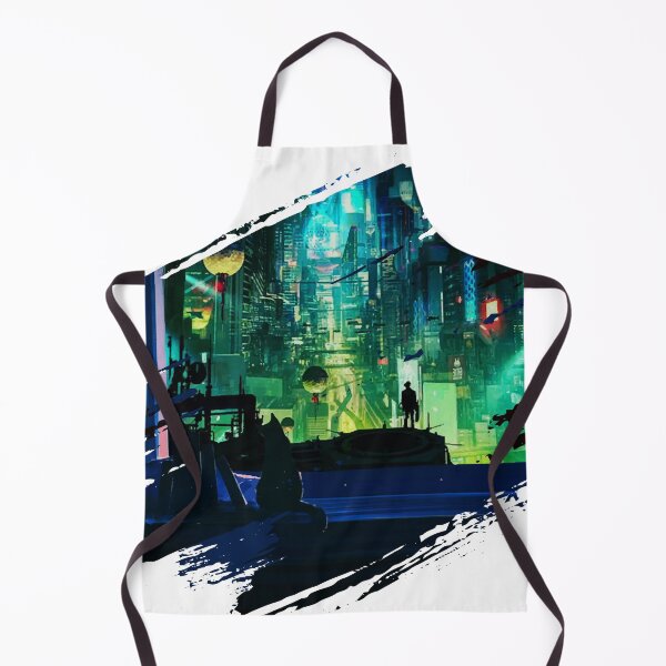 Item preview, Cyber Night City illustration - cat by the window designed and sold by MK3DESIGN.