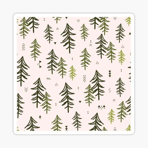 Doodled Fir Trees Pattern Sticker