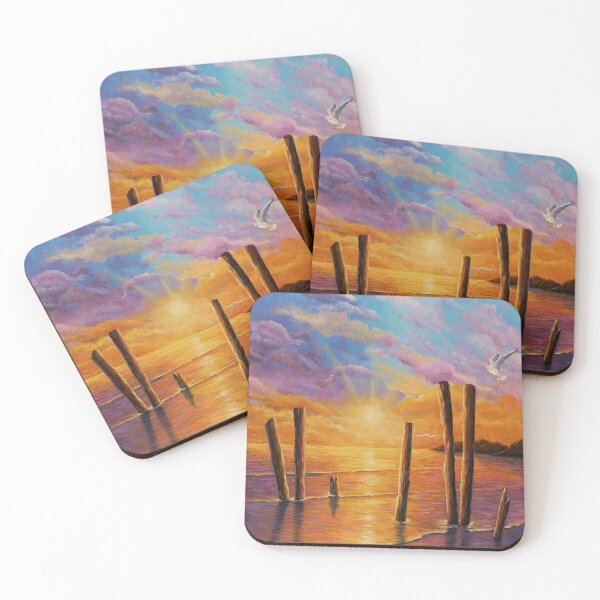 Item preview, Sunset on the bay seascape painting designed and sold by Debra Dickson.