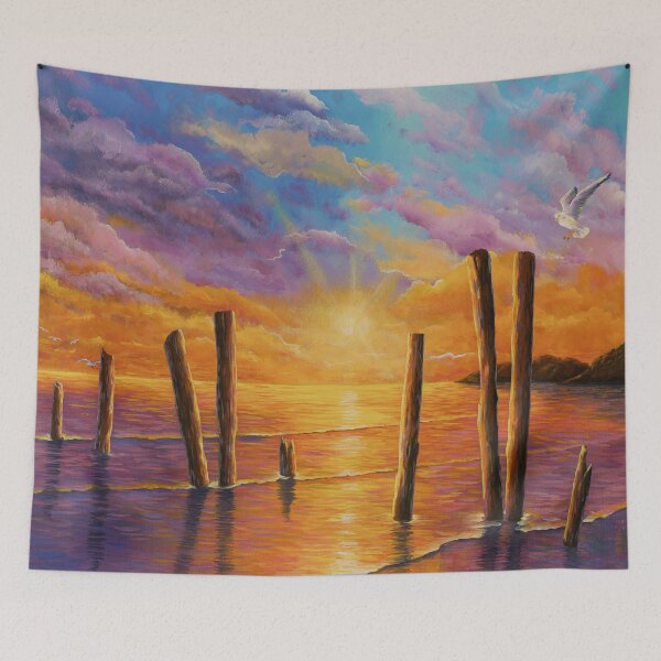 Item preview, Sunset on the bay seascape painting designed and sold by Debra Dickson.