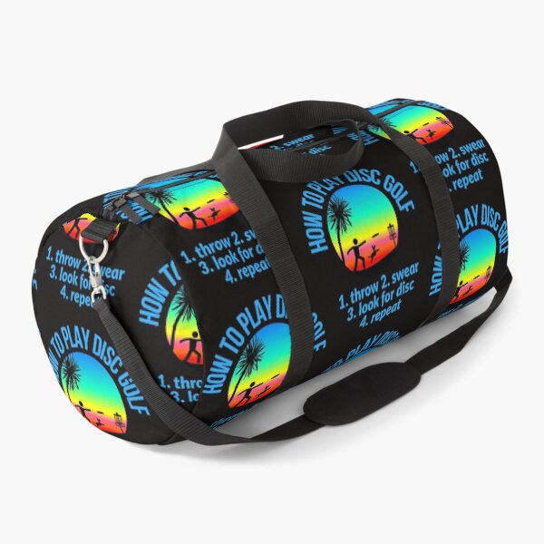 Item preview, how to play disc golf 1.throw 2. swear 3. look for disc 4. repeat. sunset . man with dog playing disc golf designed and sold by efenem.