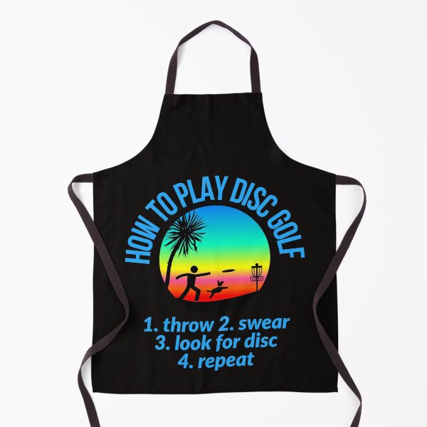 Item preview, how to play disc golf 1.throw 2. swear 3. look for disc 4. repeat. sunset . man with dog playing disc golf designed and sold by efenem.
