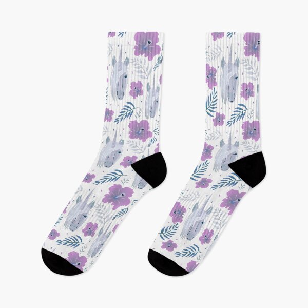 Aperçu de l'œuvre Licorne et Hibiscus motif floral blanc rose créée et vendue par OneLook.