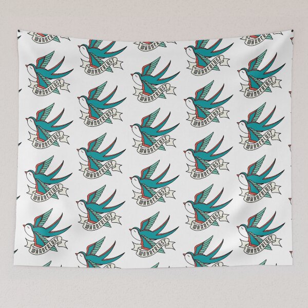 Item preview, Wanderlust Swallow Tattoo designed and sold by jancini.