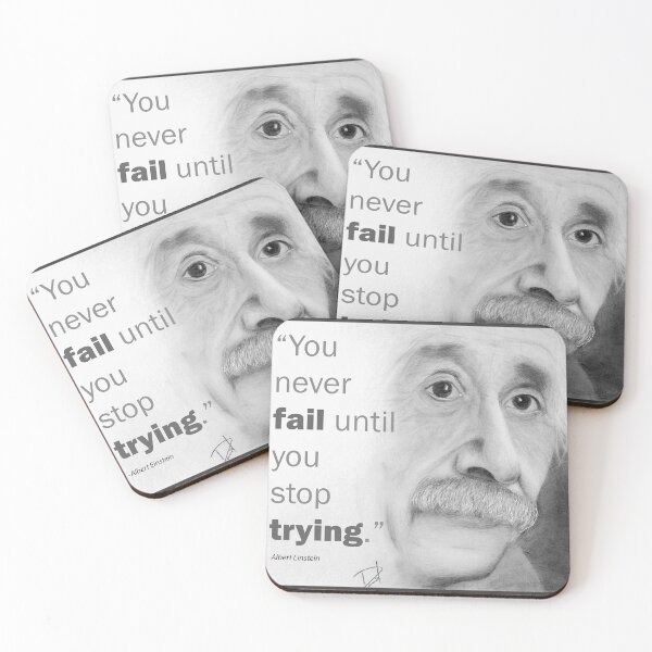 Item preview, Albert Einstein portrait: "You never fail until you stop trying." designed and sold by danielcoart.