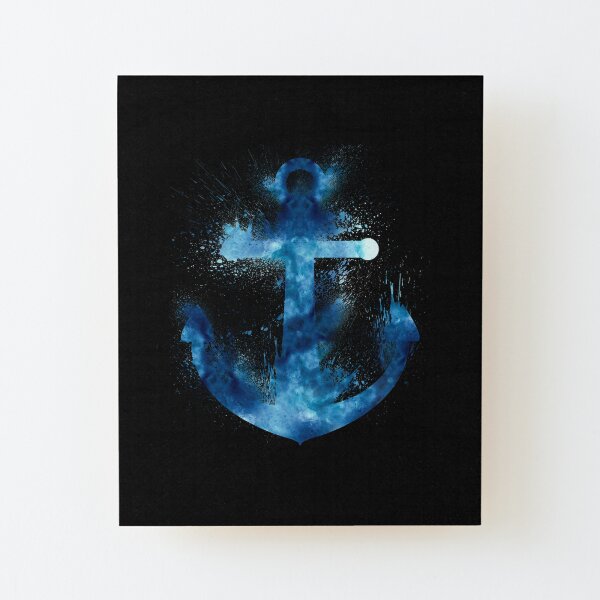 Anchor motif watercolor silhouette captain sailor captain design Wood Mounted Print
