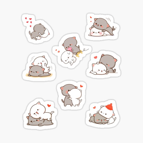 Love Hugs - Pack d'autocollants Peach et Goma Cats Sticker