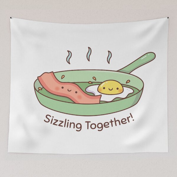 Item preview, Cute Bacon and Egg Sizzling Together on Frying Pan designed and sold by rustydoodle.