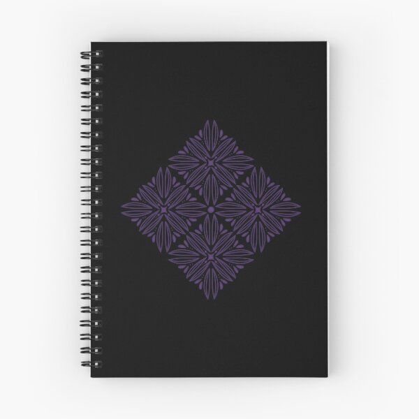 Item preview, Purple floral mandala tile on black- abstract pattern designed and sold by misentangled.