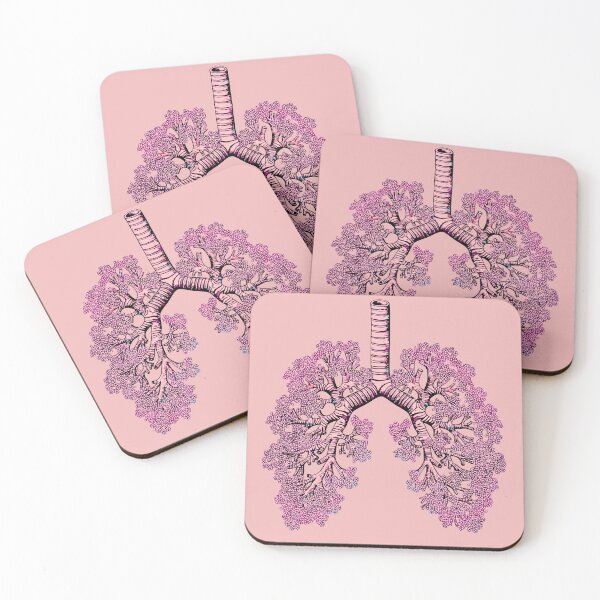 Item preview, Lungs cancer awareness, pink coral human anatomy, watercolor designed and sold by Collagedream.