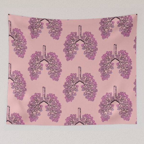 Item preview, Lungs cancer awareness, pink coral human anatomy, watercolor designed and sold by Collagedream.