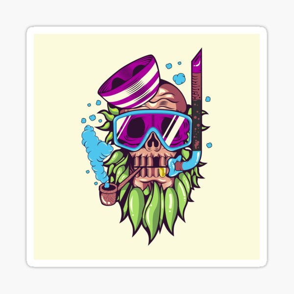 "Skull Snorkel" Sticker by Redbubble