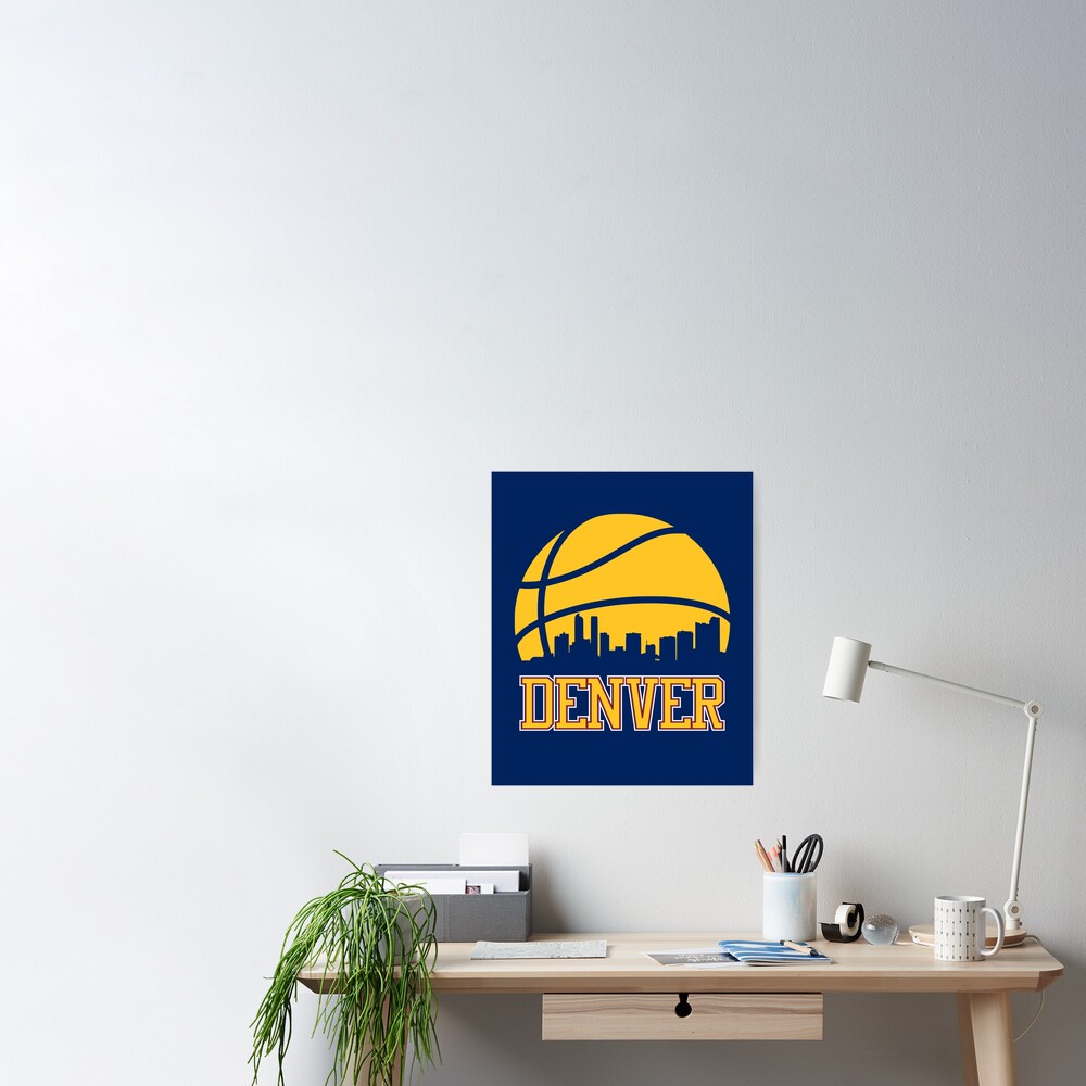 Retro Nuggets Basketball Denver City Skyline Pullover Hoodie for