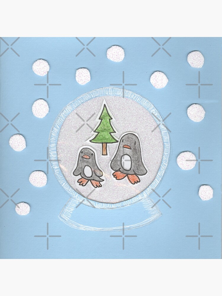 New Year's card with penguins in a glass ball by duxpavlic