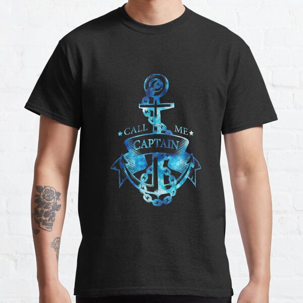 Call Me Captain anchor sailor motif watercolor captain design Classic T-Shirt