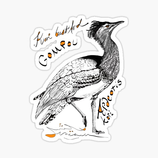 Kori Bustard, Gompou Sticker